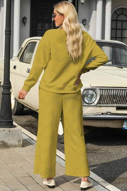 Fashion Combination - Wholesale Lounge Set - Women's - loose textured 2pcs slouchy outfit11