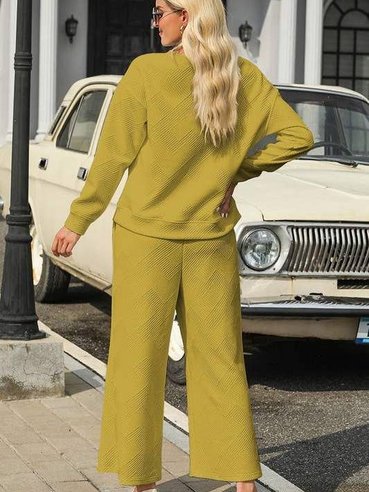 Fashion Combination - Wholesale Lounge Set - Women's - loose textured 2pcs slouchy outfit11