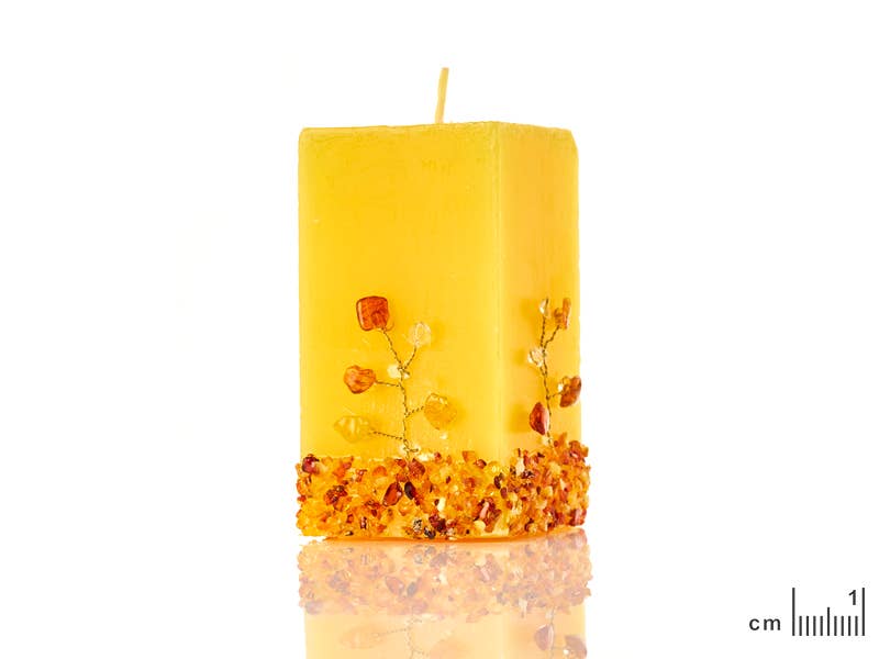 Cognac Candle with rectangular amber, 4.5x4.5x8.5 cm for wholesale on Faire1