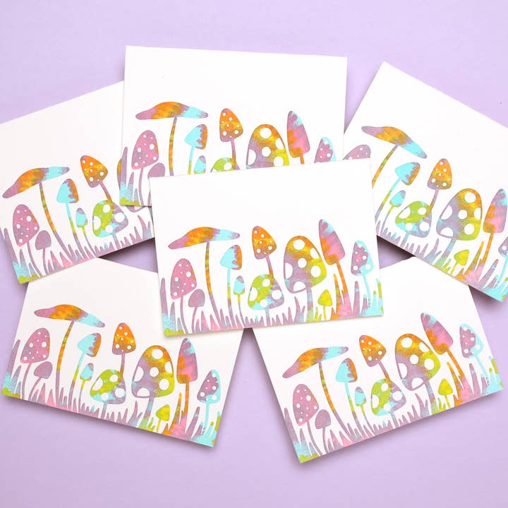 Shorthand Press - Wholesale Stationery/Notecard Set - Tie Dye Mushroom Pattern Letterpress Card Box Set