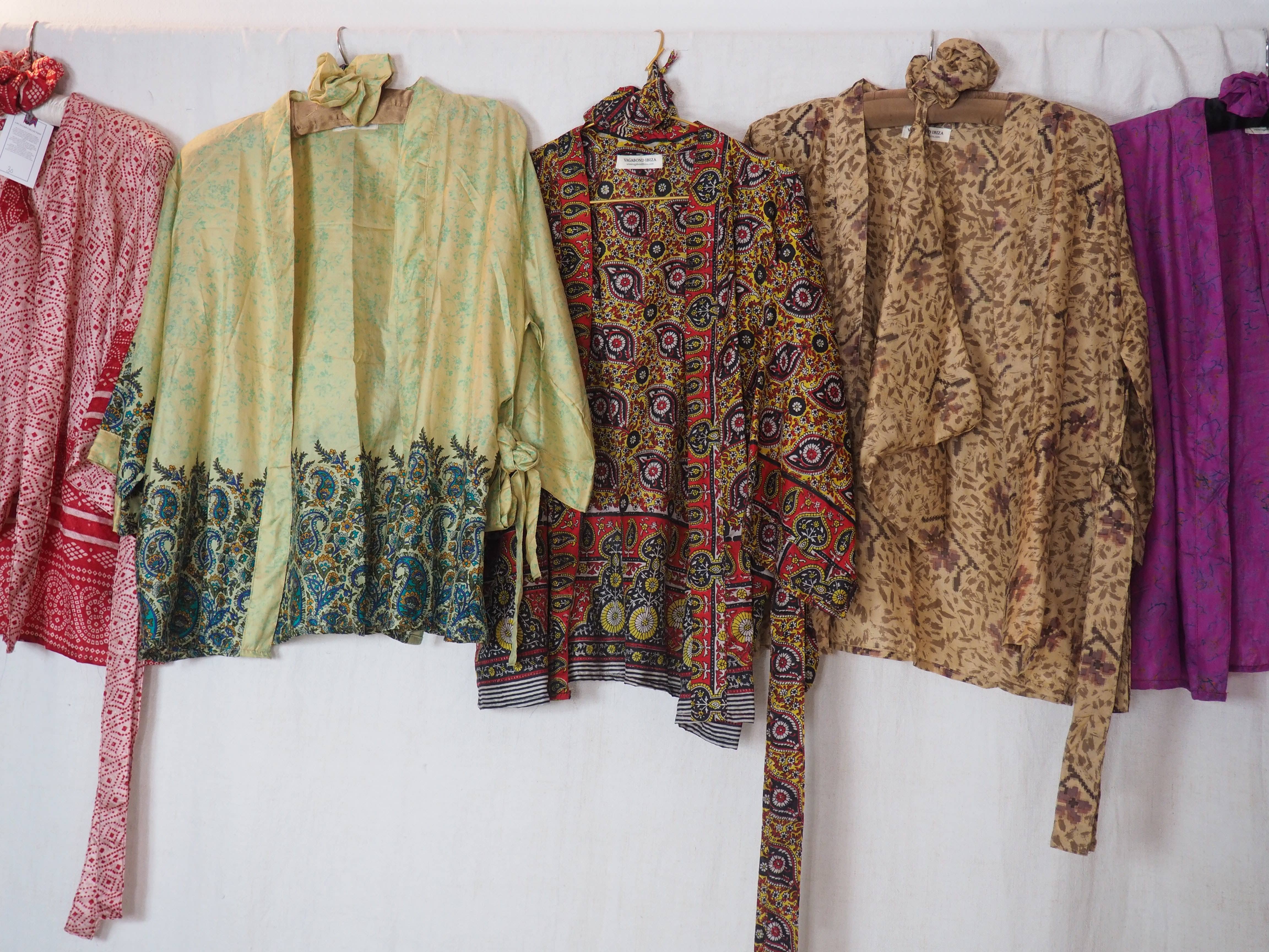 Vagabond Ibiza - Wholesale Kimono - Women's - The Kardash Kimono Short – Up-cycled Vintage Sari Kimono 30