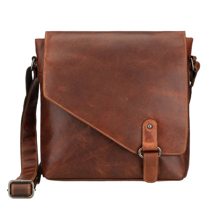 Noah Leather Messenger Bag – Unisex – Chestnut for wholesale by Minori Leather