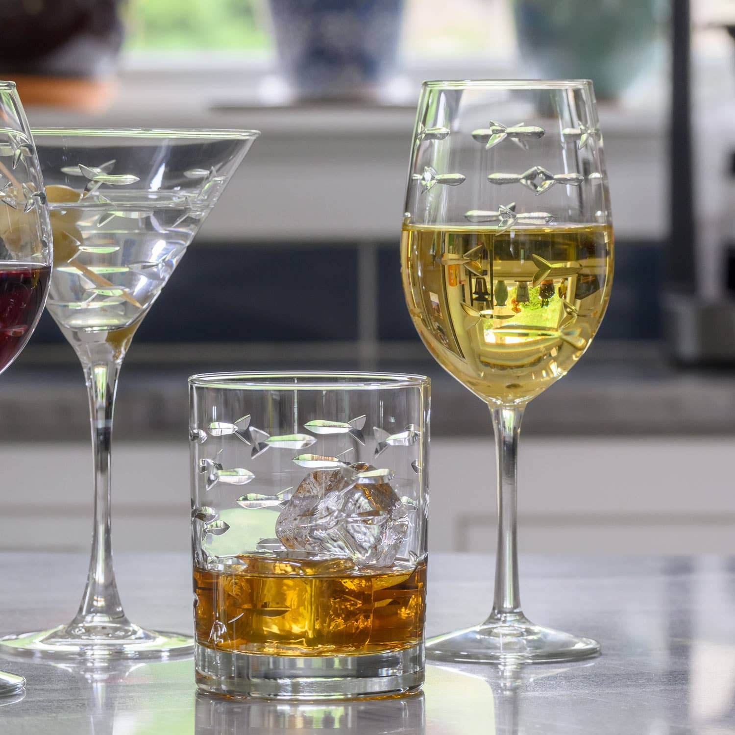 Rolf Glass - Vendita all'ingrosso Bicchieri da cocktail/superalcolici - Bicchiere doppio Old Fashioned School of Fish, 325 ml2