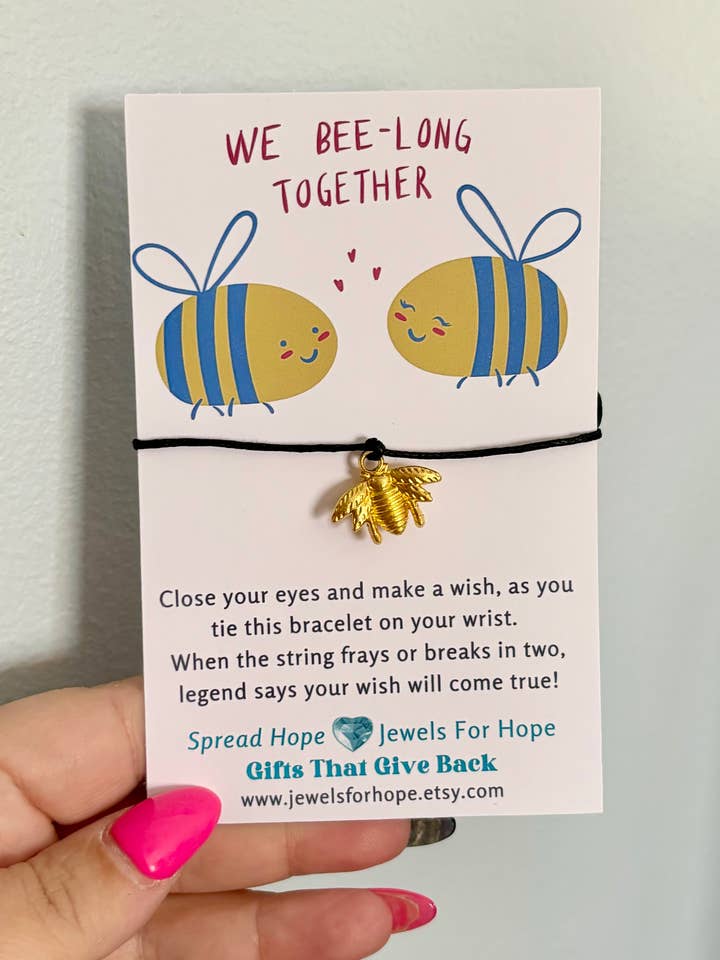 Bijen Bedel Wens Armband, Schattige Hommel Cadeaus, Klein voor wholesale door Jewels For Hope