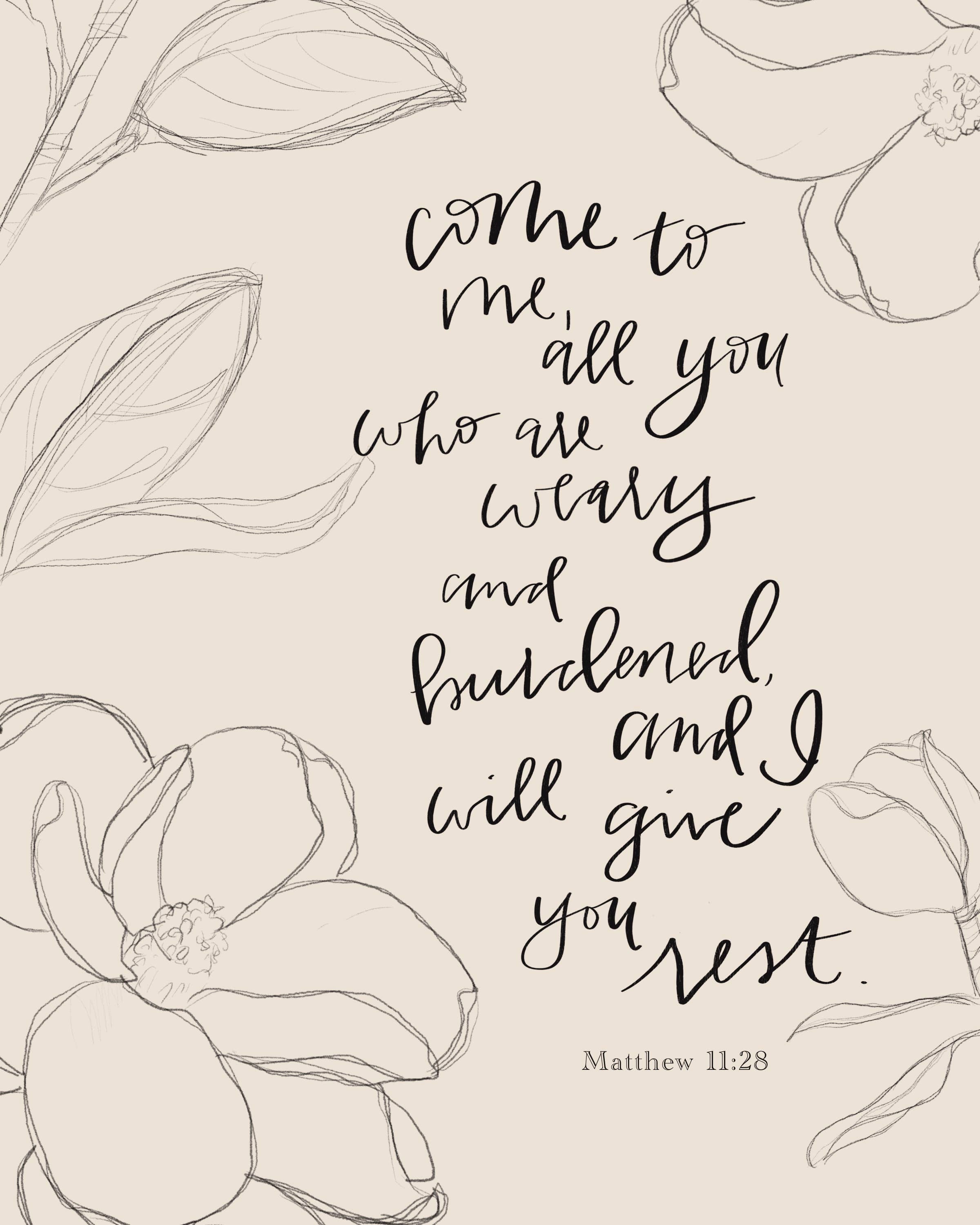 Grace Notes Ltd. - Christian Art and Gifts - Wholesale Art Print - Matthew 11:28 - Hand Lettered Bible Verse Scripture Print3
