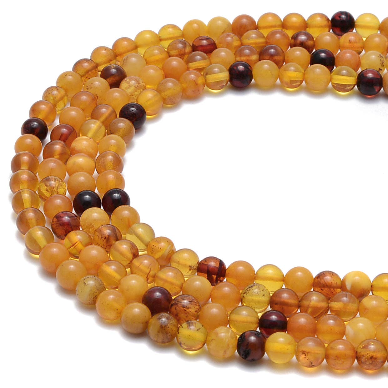 CRCBEADS - Vente Perle - Perles rondes lisses en ambre multicolore baltique 4mm 5mm 6,5-7mm 7,5-8mm 15,5'' brin2