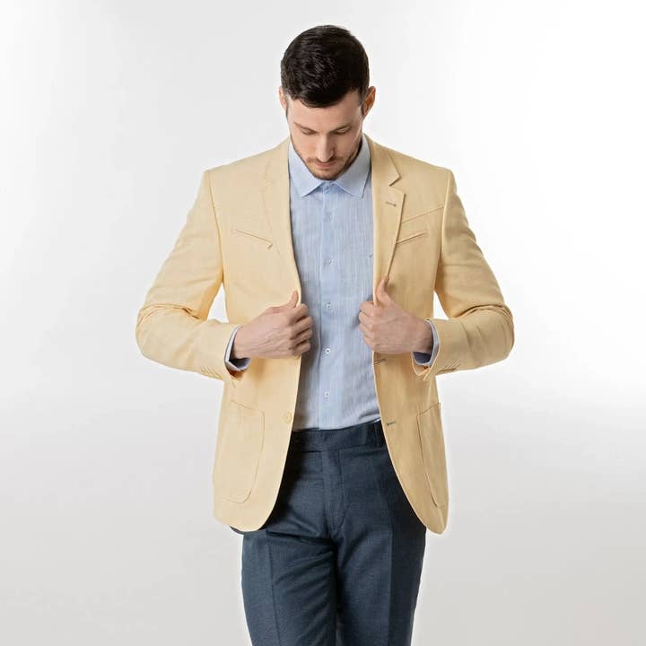 Slim Fit Blazer Lemon Yellow for wholesale by Lodevole