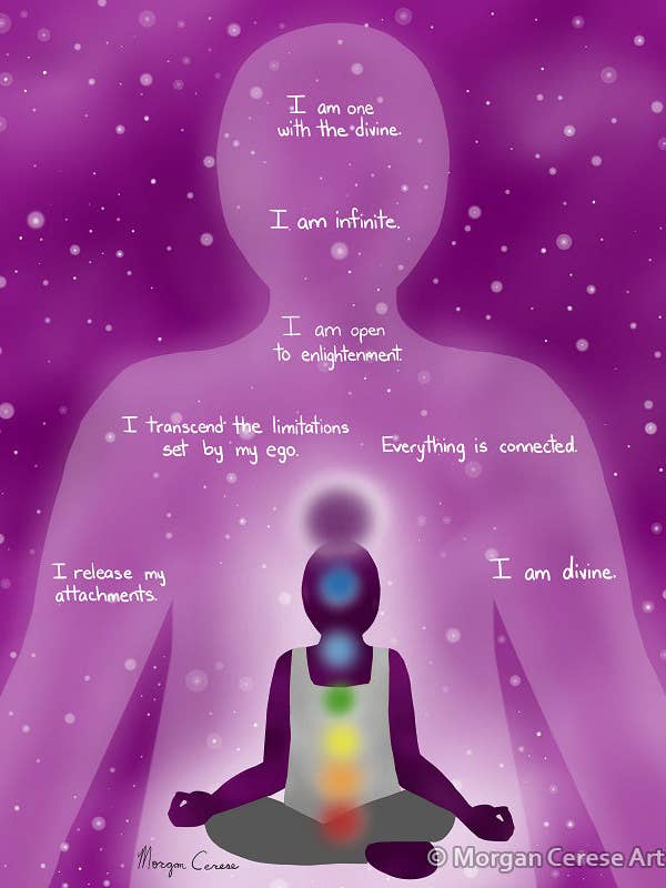 Crown Chakra 8 „x10" ELLER 11"x14" Kunst- og bekræftelsestryk for engroshandel hos Morgan Cerese Art