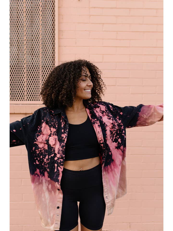 Create Good Company - Wholesale Button Down Shirt - Women's - Trashed Shirts * Bleached Flannels/Shirts Refill Pack6