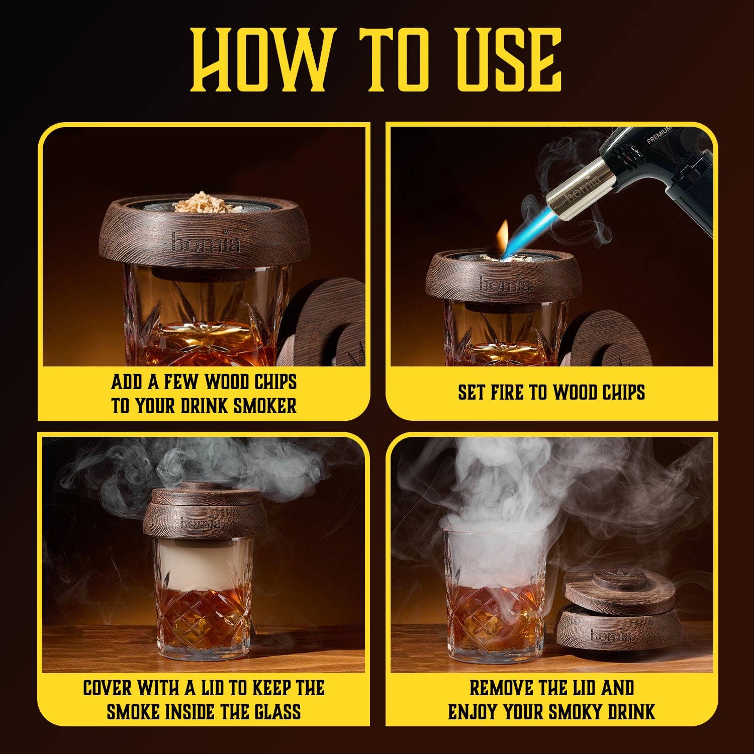 homia - Wholesale Cocktail/Liquor Glass - Whiskey Gift Set - Whiskey Pattern Bottle and Old Fashioned Glasses - 14 pcs4