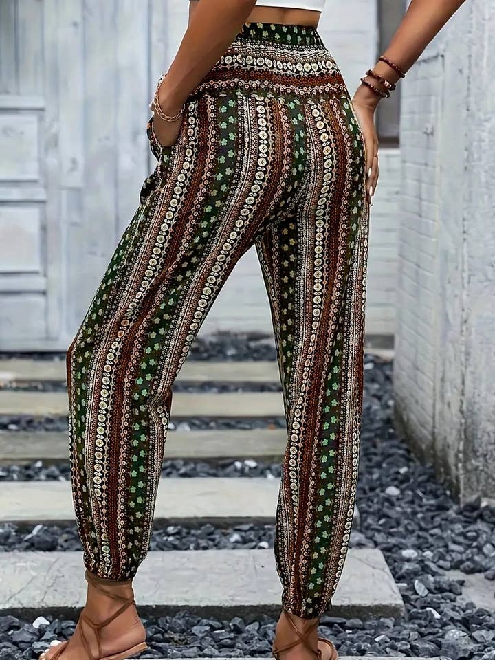 NINEXIS - Wholesale Pants - Women's - CWBLP2069_BOHO PRINT ELASTIC WAIST DRAPED JOGGER PANTS11