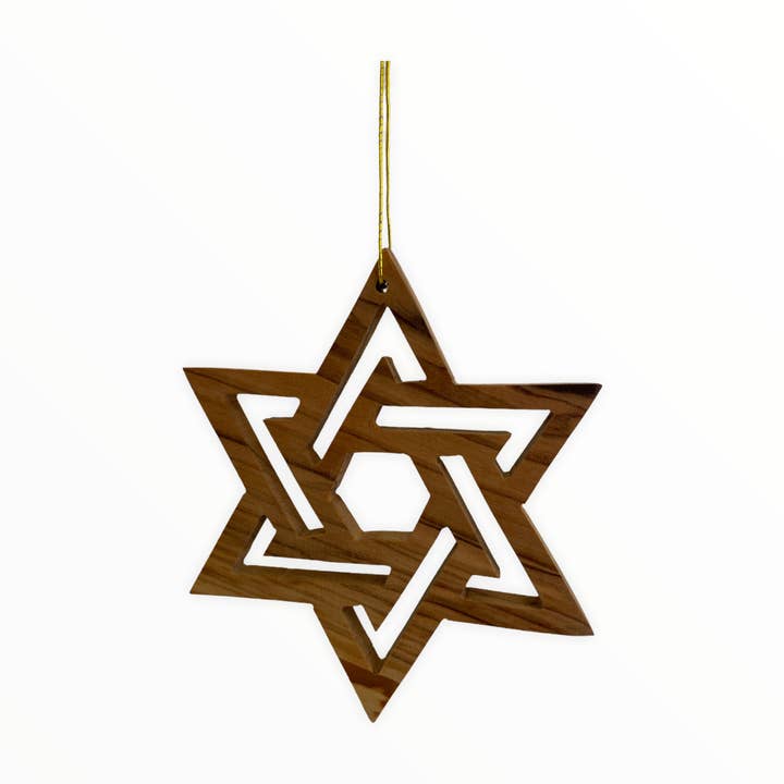 Olive Wood Star of David Ornament for wholesale by Holy Land Imports