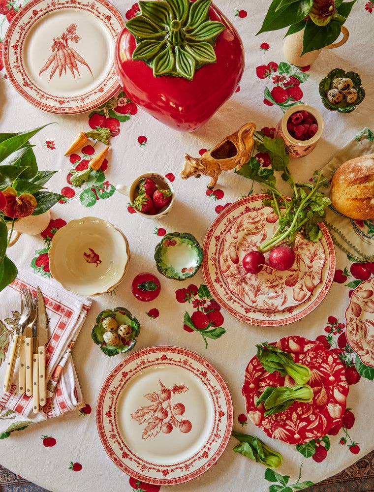 Blue Stallion Farm – Prato por atacado – Conjunto com 4 Pratos de Jantar Farm Fresh Vermelho e Branco com Caixa para Presente2