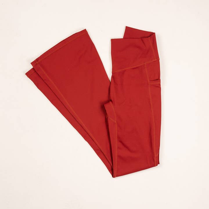 Mavela - Wholesale Athletic/Lounge Leggings - Women's - Cardinal Bec Flare Pocket Leggings4