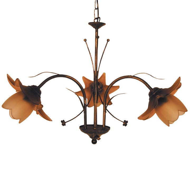 TULIPANO - Lustre Multi Bras Métal Marron Or Et Ambre pour la vente par Tosel Shop