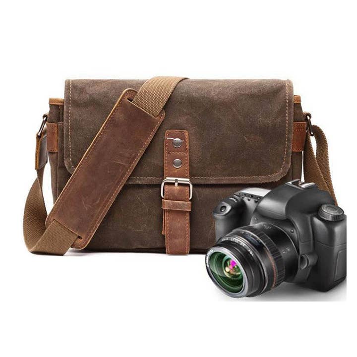 VATTENTÄT VAXAD DUK KAMERAVÄSKA, LITEN KAMERAVÄSKA, AXELVÄSKA FX8816 för wholesale av RockCow Leather Studio