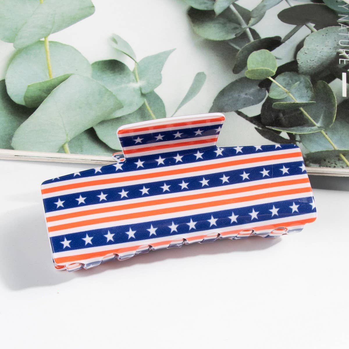 NINEXIS - Wholesale Hair Clip - Women's - CWAHA1244_4TH OF JULY FLAG 10CM RECTANGULAR HAIR CLAW CLIP1