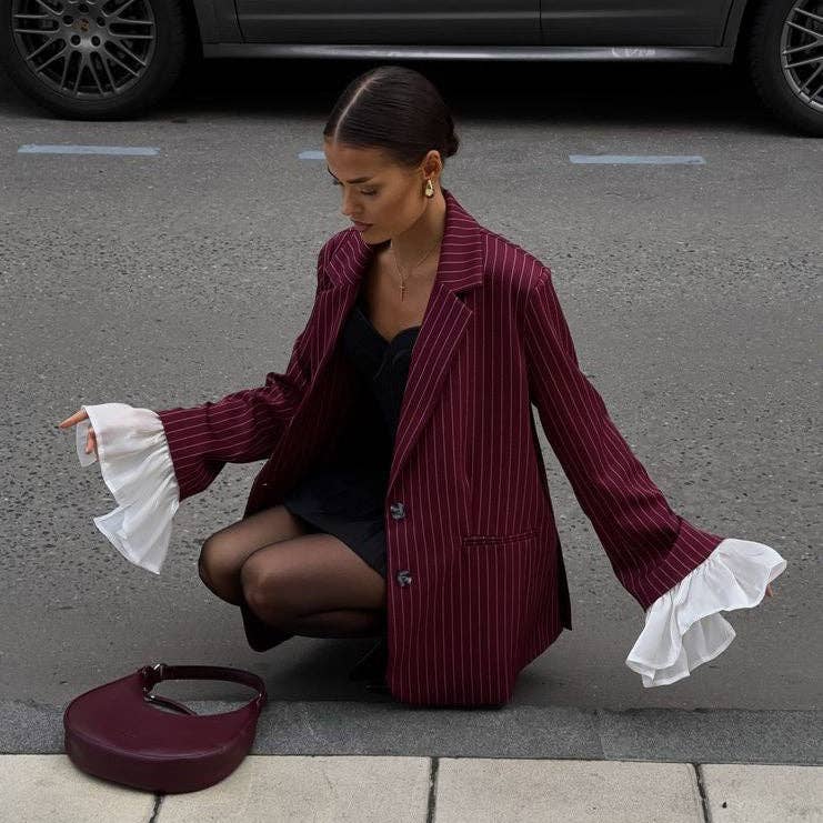 Marayn - Wholesale Blazer - Women's - 2025 NEW Oversized Blazer Chic Stripes Lace and Unique Flair6