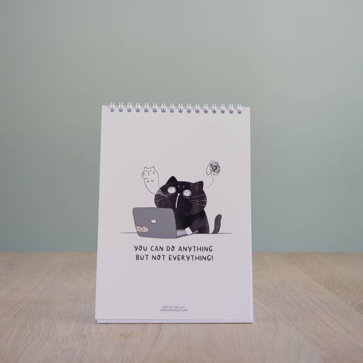 Moonaries illo - Wholesale Calendar - Cute Black Cat Desk Calendar 2026 - A5 portrait13