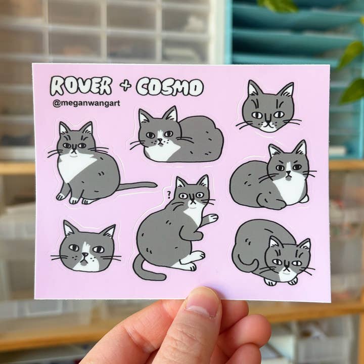 Rover + Cosmo Sticker Sheet for wholesale by Megan Wang