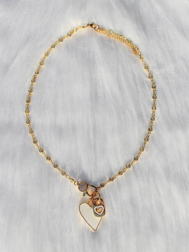 Pop Off White- Front Clasp Heart Soda Tab Charm Necklace for wholesale by Beaded by Meg