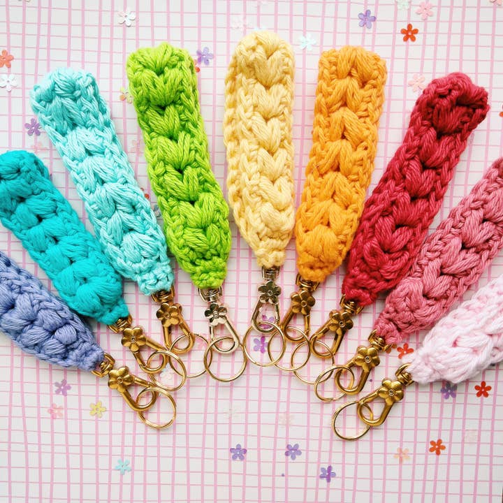 Crochet Wristlet Keychain for wholesale by The Happy Hooker