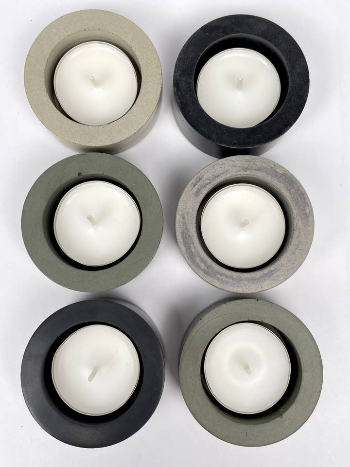 Bougeoir | Bougeoir en béton pour une seule bougie chauffe-plat pour la vente par Nordic Pine Home