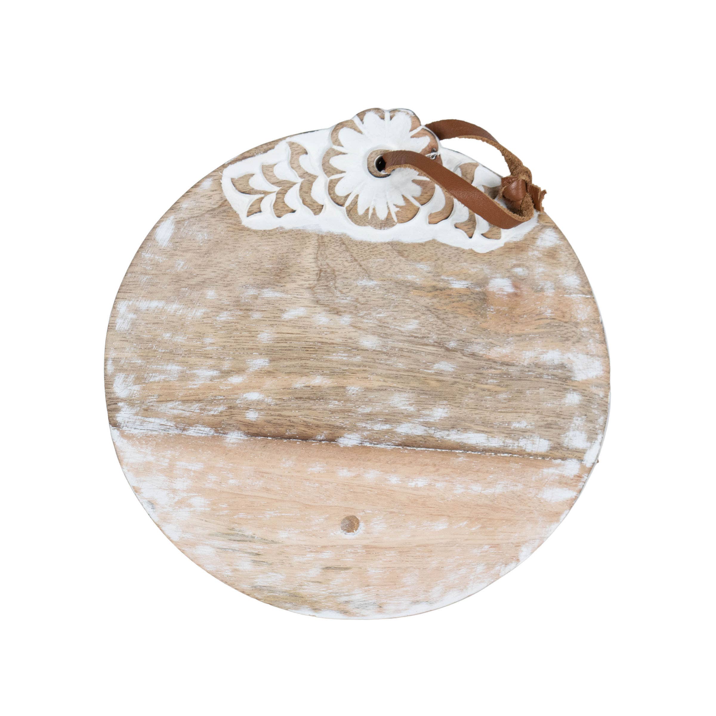 Foreside Home & Garden - Wholesale Cutting Board - Charlotte Small Round White Wood Cutting Board1