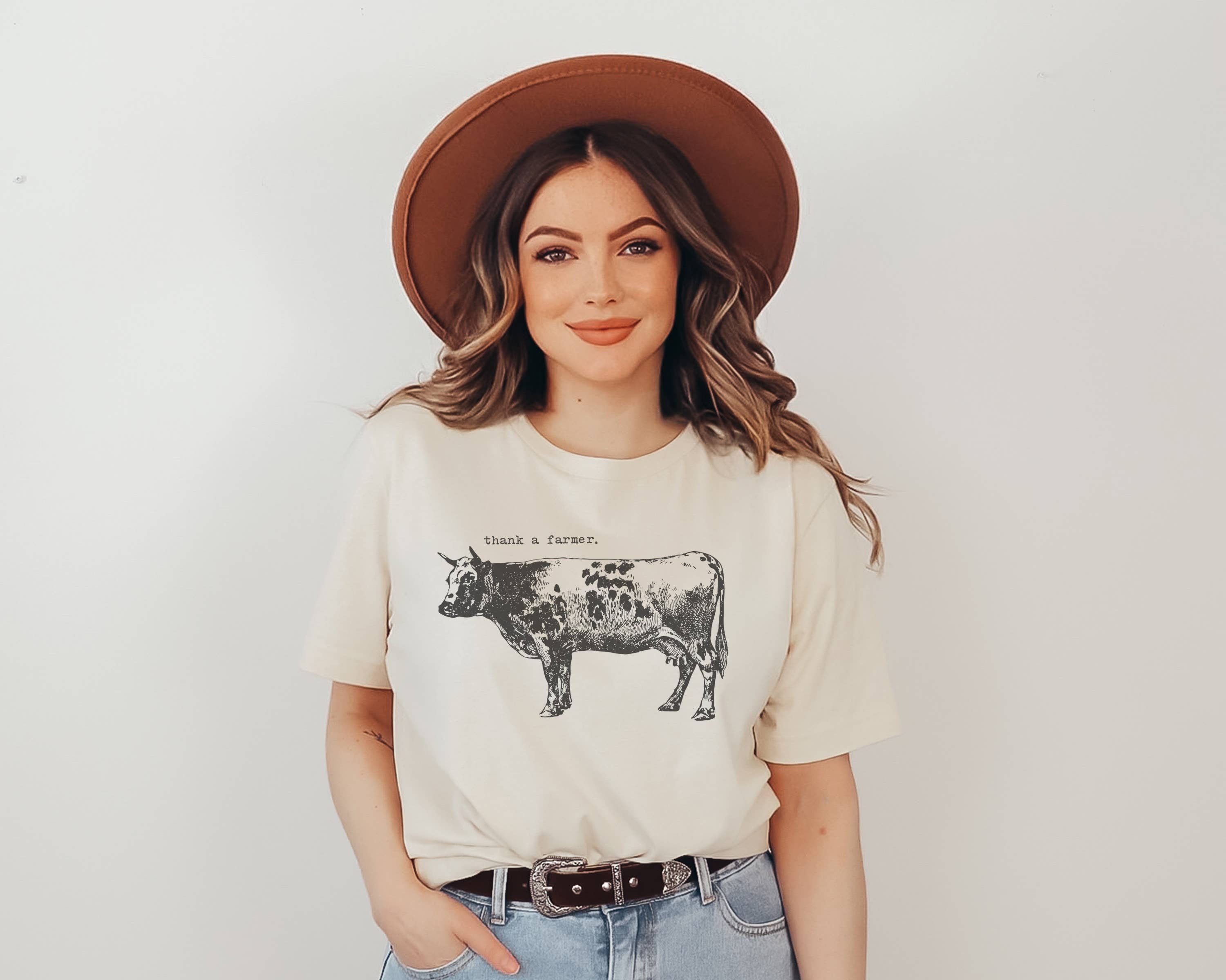 Amy Anne Apparel Inc – wholesale Screen printed t-shirt – Women′s – Thank A Farmer l Farm Tee1
