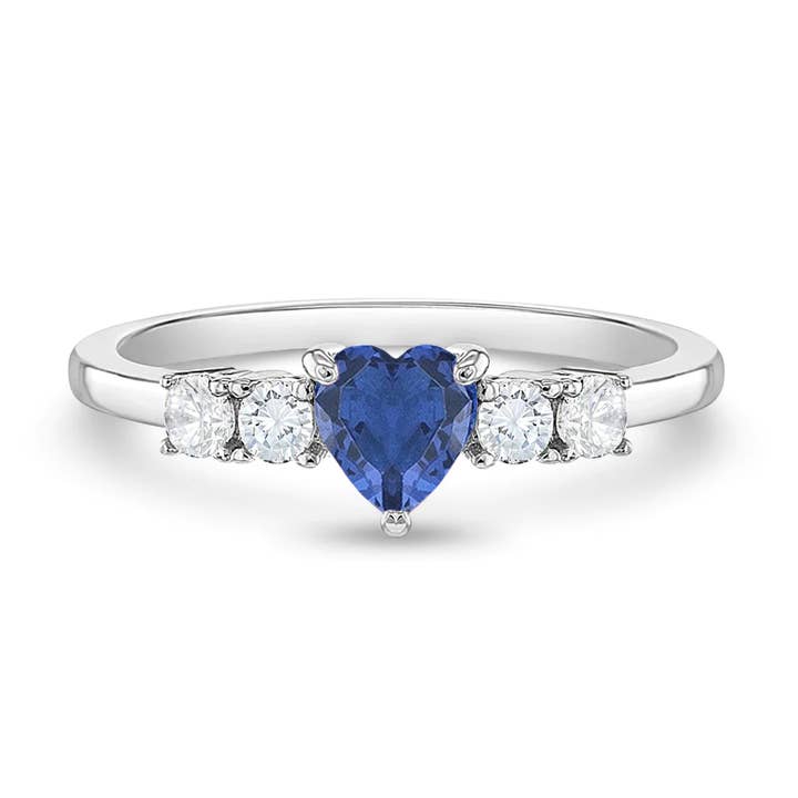 Clear & Blue Heart CZ Size 2-5 Kids Ring - Sterling Silver for wholesale by In Season Jewelry
