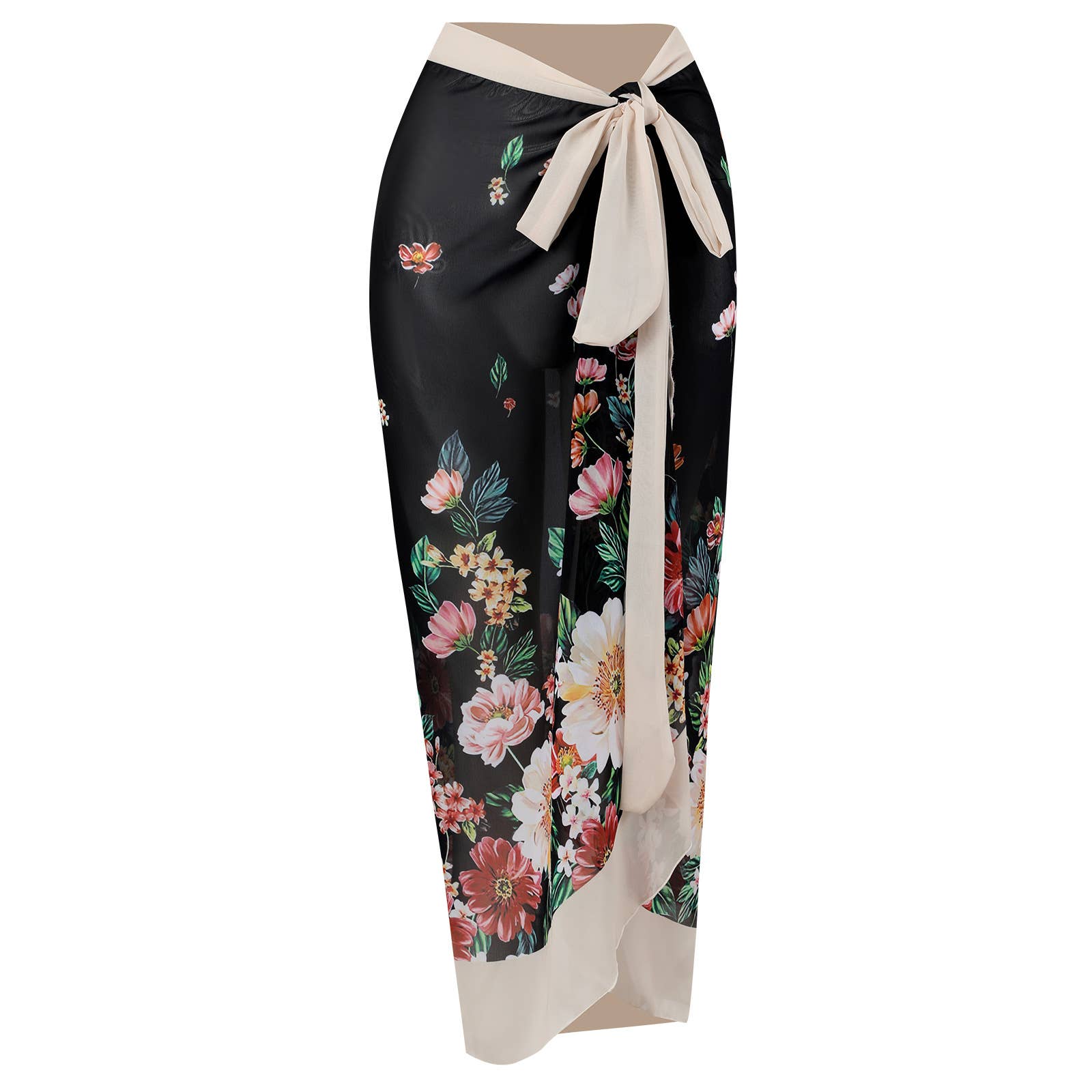 Sweetkama - Wholesale Two Piece Swimsuit - Women's - NEW Tie Shoulder One Piece Swimsuit with Sarong Wrap Up4