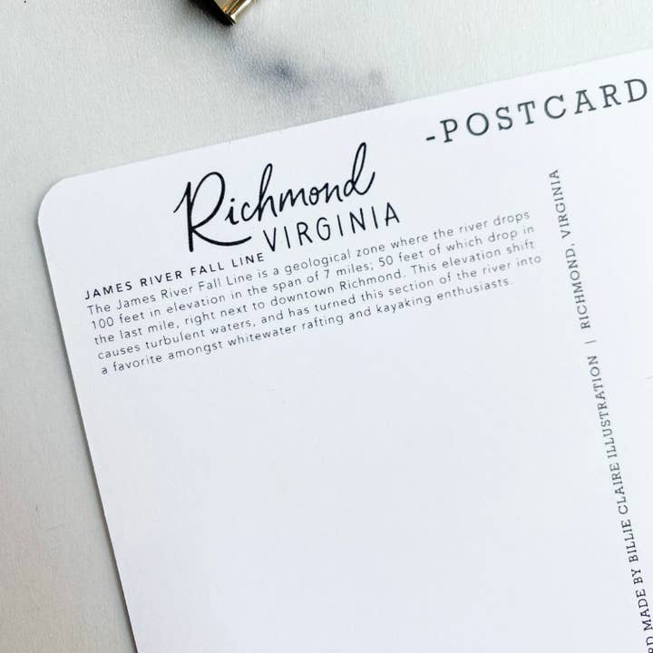 Billie Claire Illustration (Handmade) - Wholesale Postcard - Postcard - Richmond, Virginia - The James River Fall Line3
