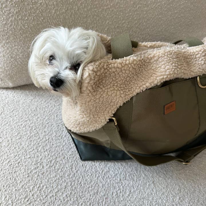 DrewsDogwear - Wholesale Pet Carrier - Dog - Olive // Sporty dog bag with soft inner lining in teddy fleece3