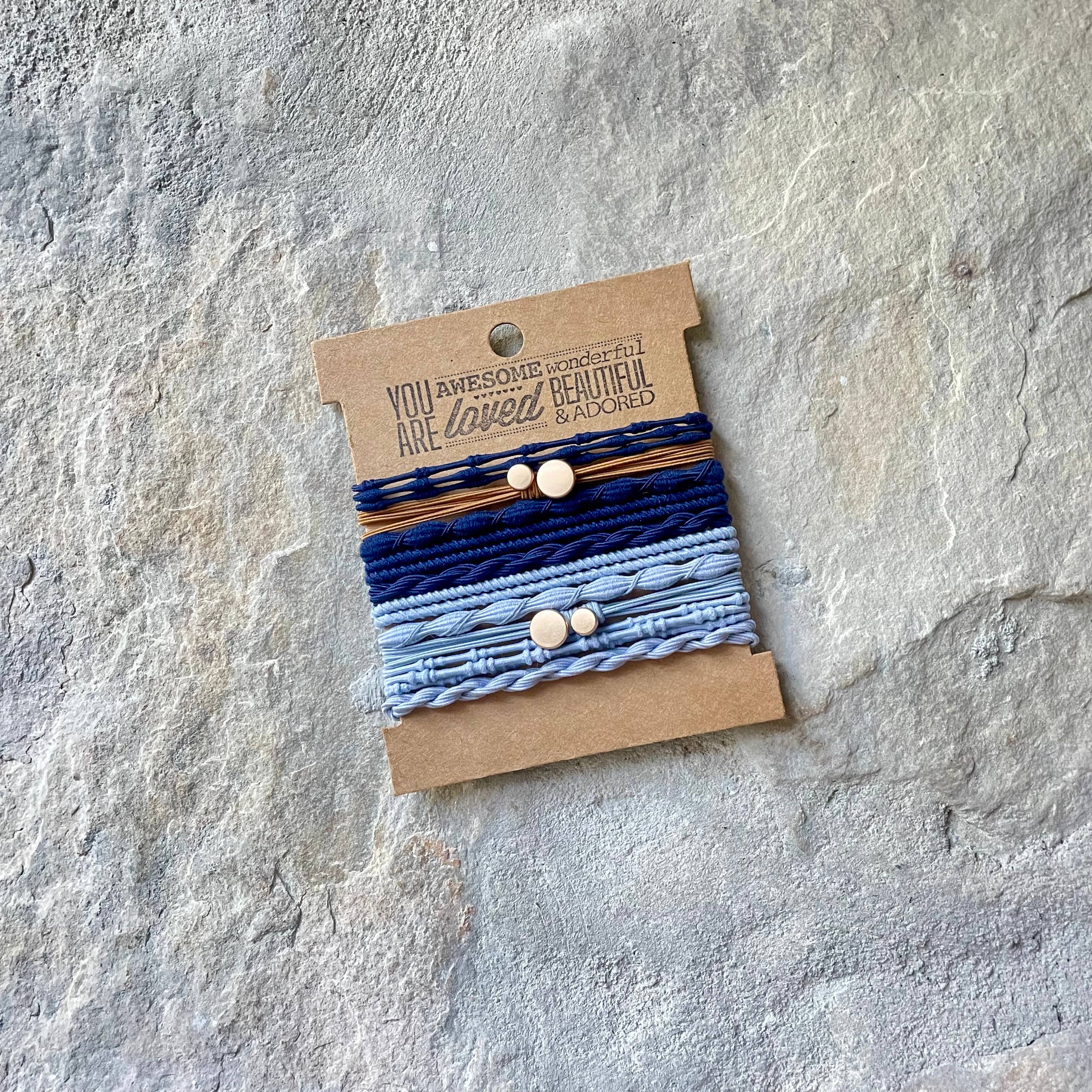 eastern ave studio - Wholesale Hair Tie - Boho Hair Ties on Kraft Card | Navy Blue