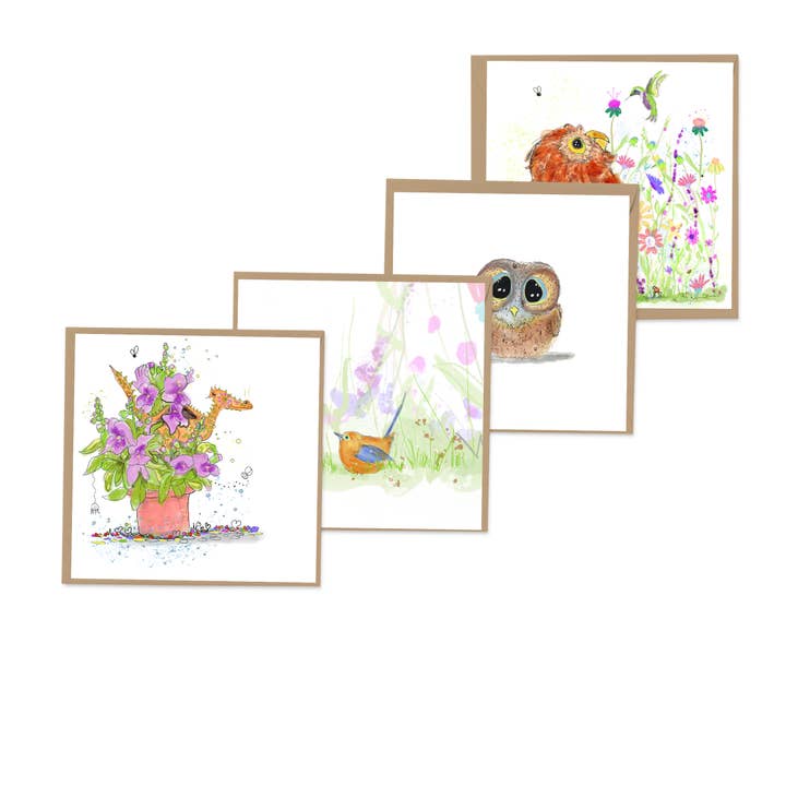 Mini Enclosure Cards- Series #2 Whimsical Birds for wholesale by Caroline Scagel Studio
