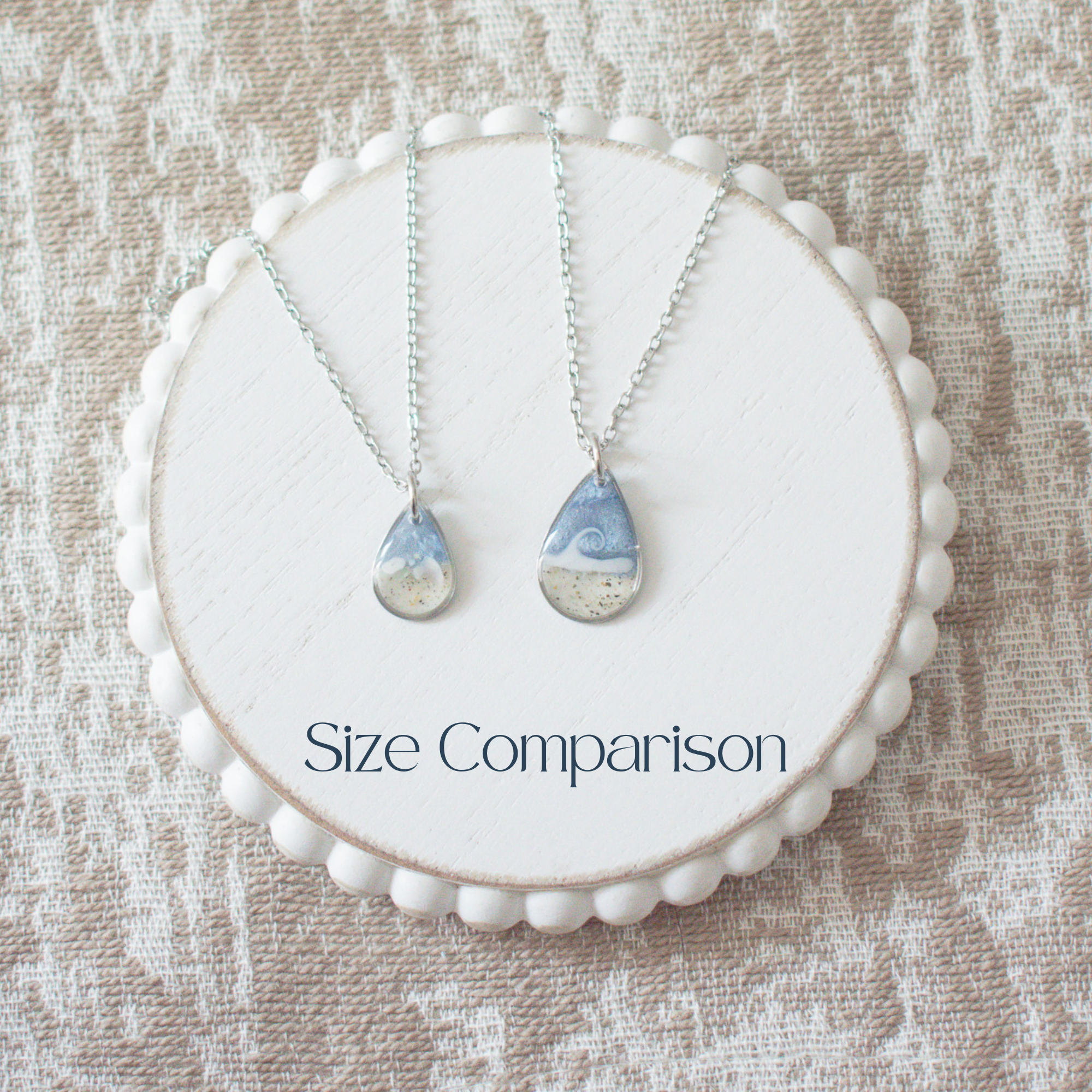 Sandy Beaches Shop - Vente Colliers à pendentif - Colliers en sable personnalisés | Pack varié | Vagues | Argent3