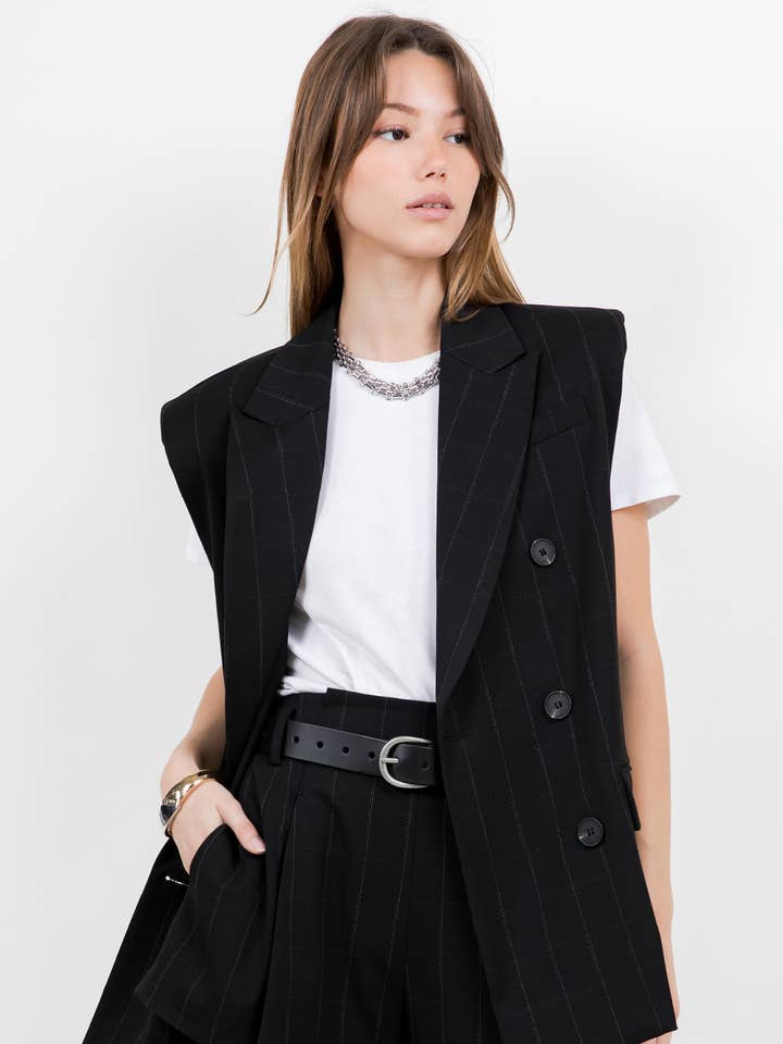 COLETE ESTRUTURADO COM OMBREIRAS EM TECIDO - PRETO por atacado de Whiteroom+Cactus