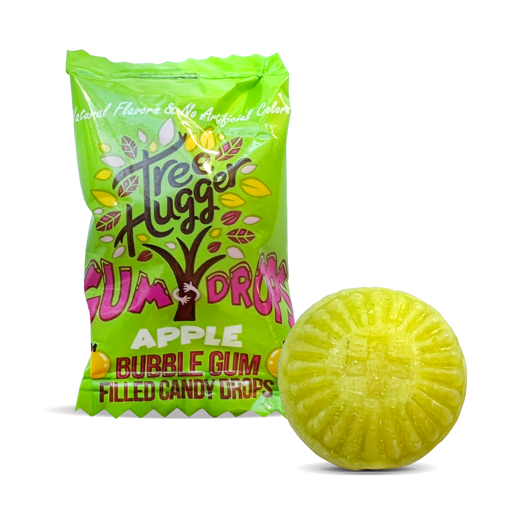 Tree Hugger Gum and Bubble Gum Filled Candy - Wholesale Chewing Gum - Tree Hugger Bubble Gum Filled Candy Drops 25 CT BAG6