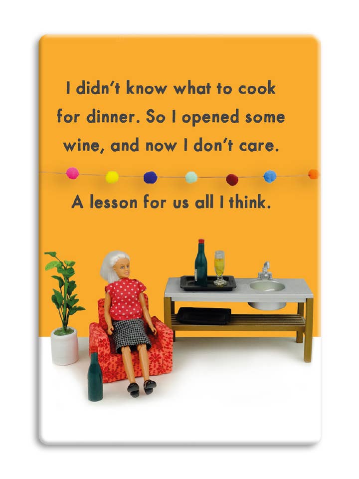 Aimant de réfrigérateur amusant - Opened The Wine pour la vente par Brainbox Candy