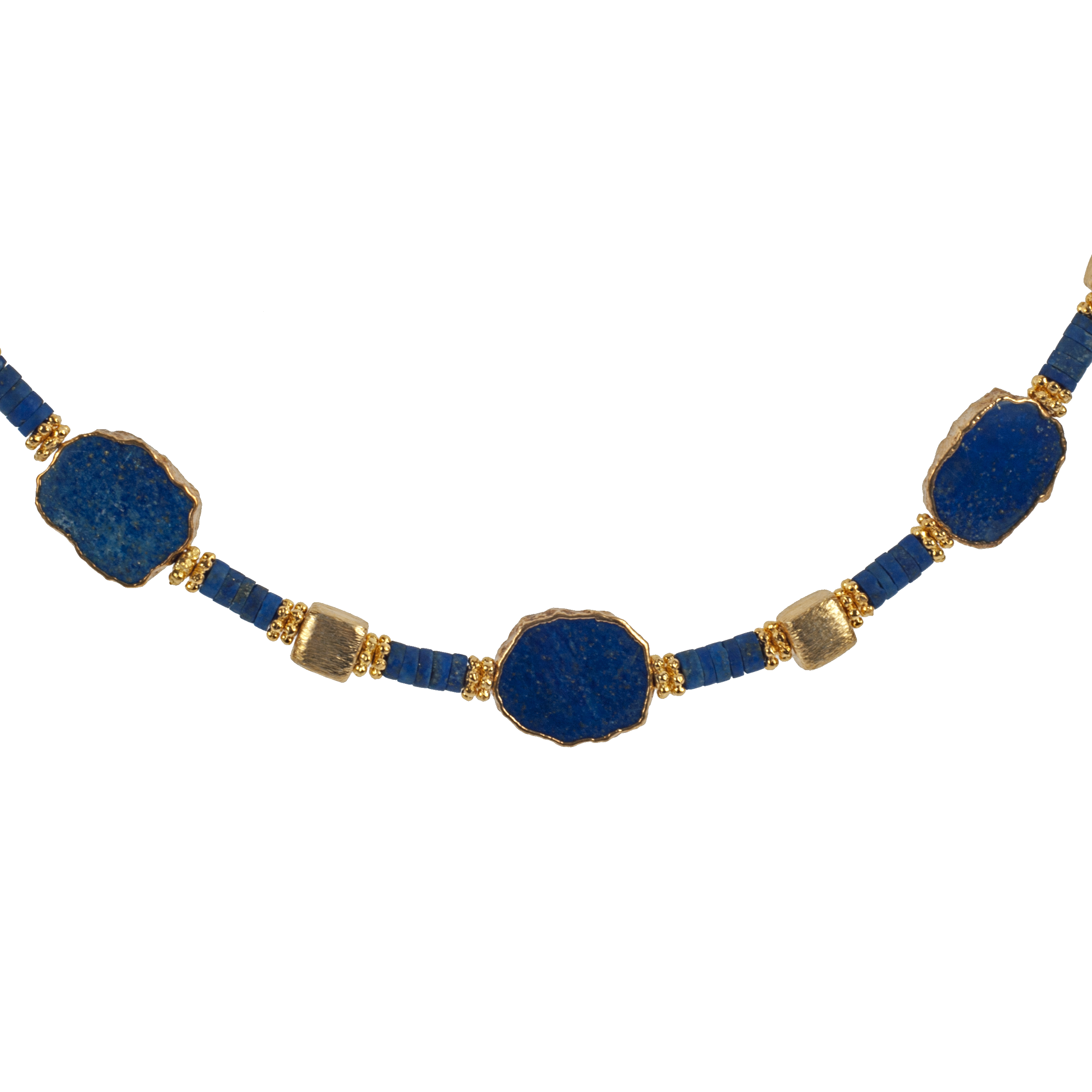KJK Jewelry Inc. - Wholesale Beaded/Pearl Necklace - Lapis Slice & Vermeil Necklace1
