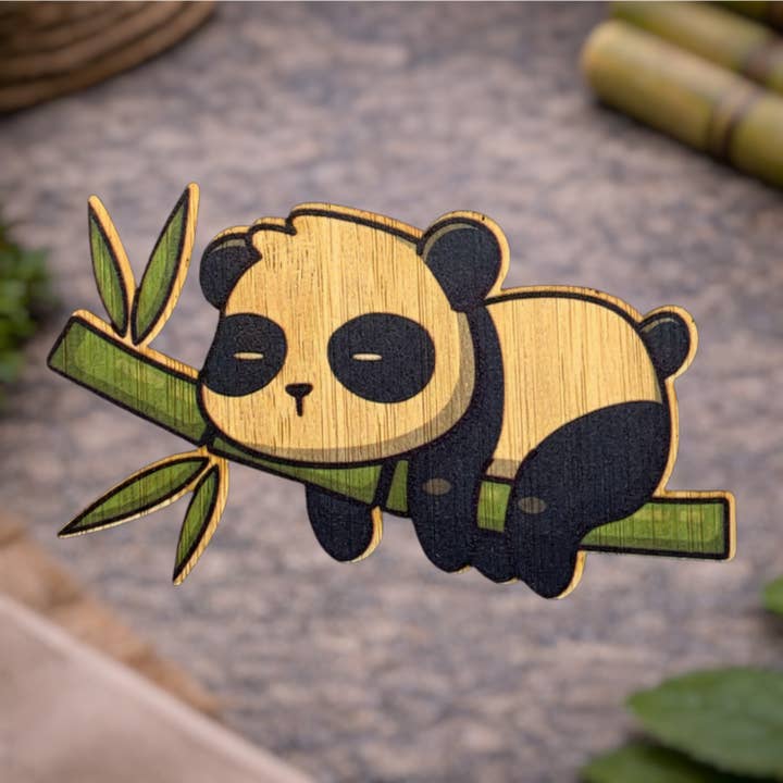 Söt panda för wholesale av Bamboo Wood Stickers