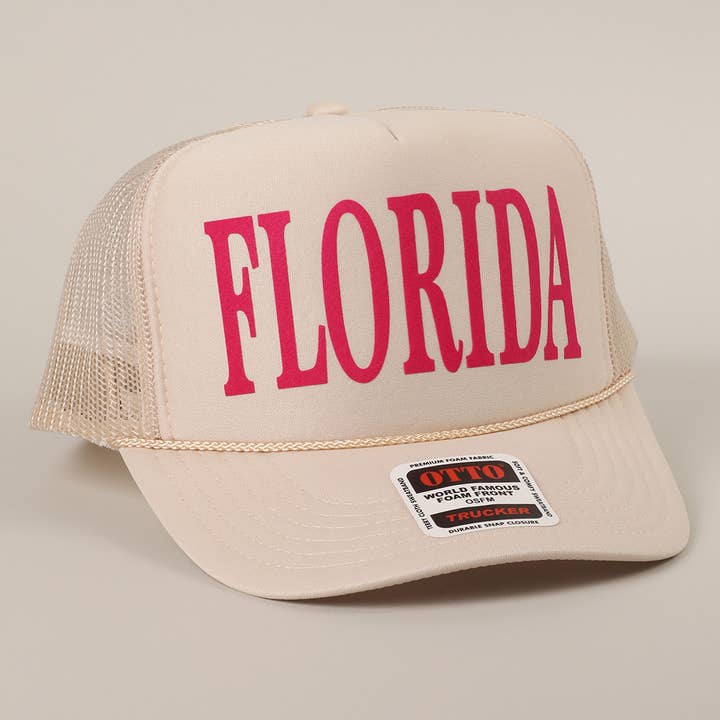 Fashion City - Wholesale Trucker Hat - Unisex - FLORIDA Text Printed Mesh Back Foam Trucker Hat17