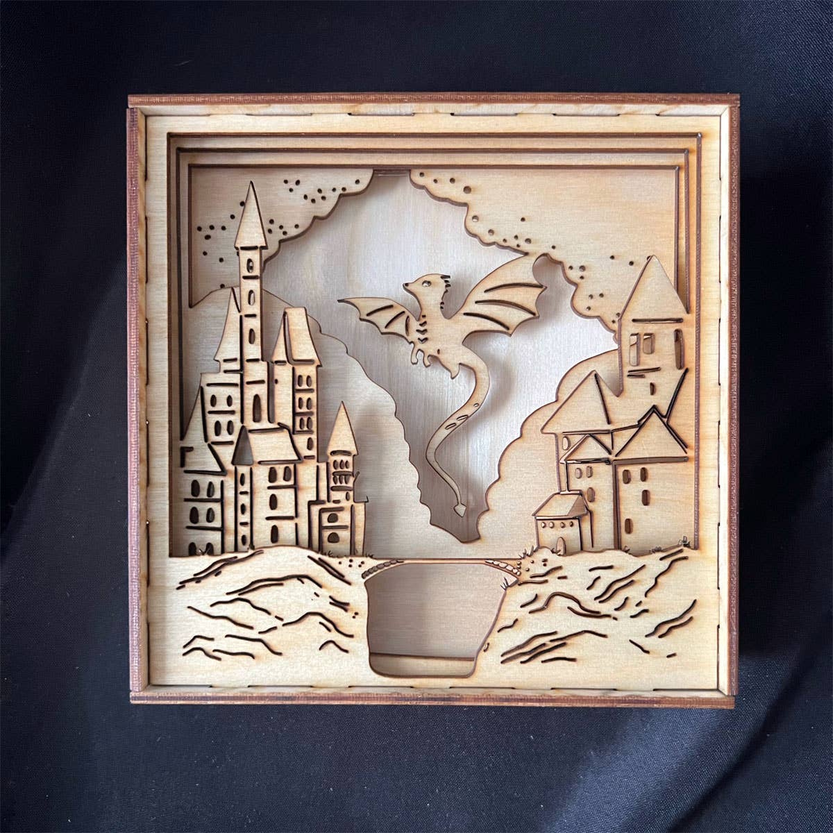 Squirrel Tacos Papercuts - Wholesale Bookend - Lightbox - Dragon and Medieval Castle multicolor night light2