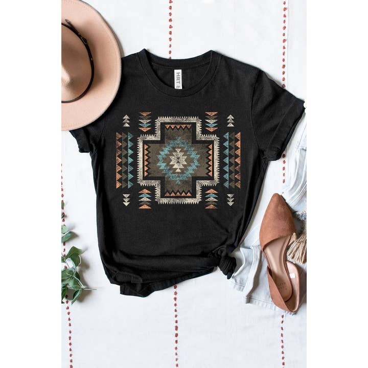 HRTandLUV - Wholesale Screen Printed T-Shirt - Women's - AZTEC WASHED GRAPHIC TEE