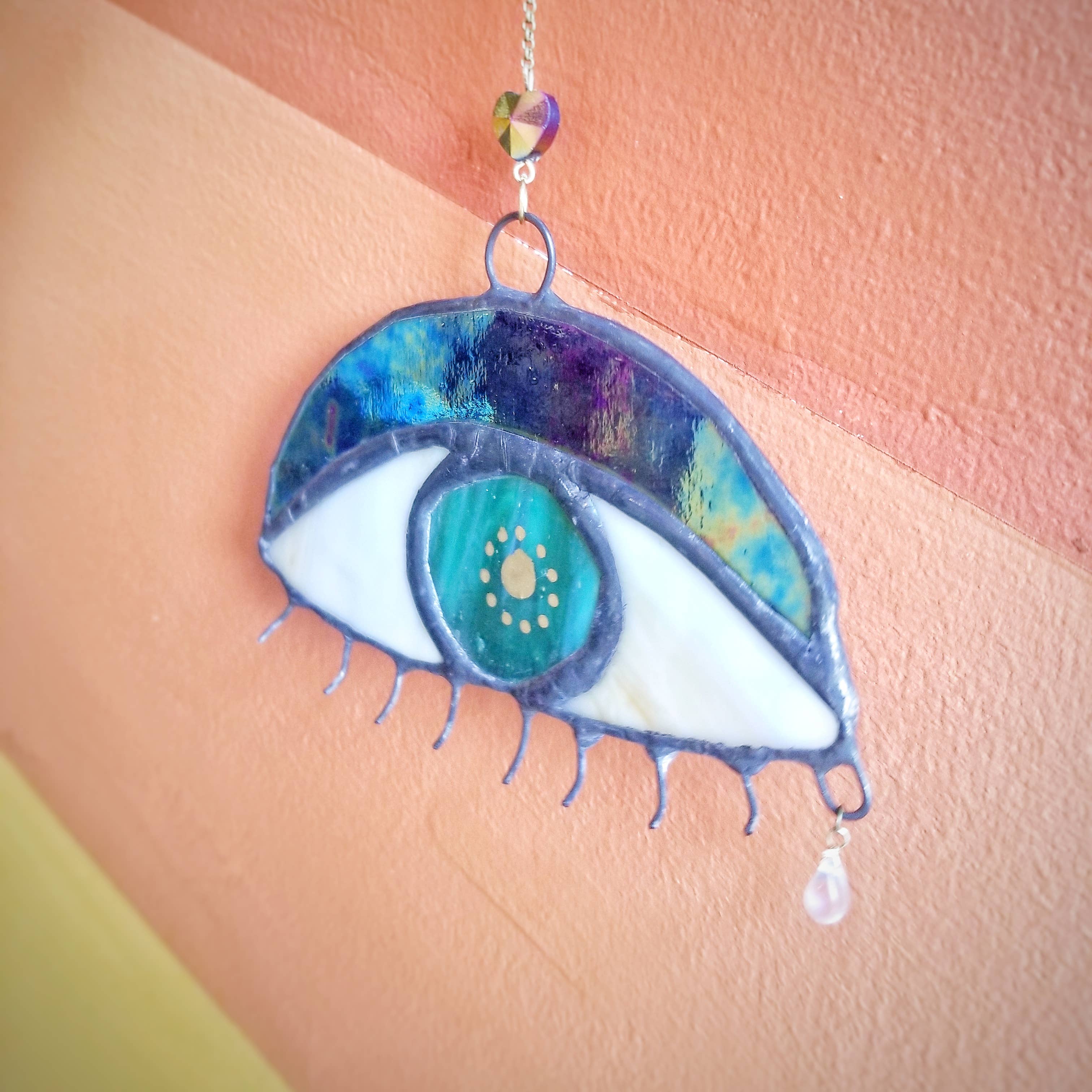 Lost & Found Design – wholesale Suncatcher – Stained Glass - Eye ❤ U small hanging (colors vary)1