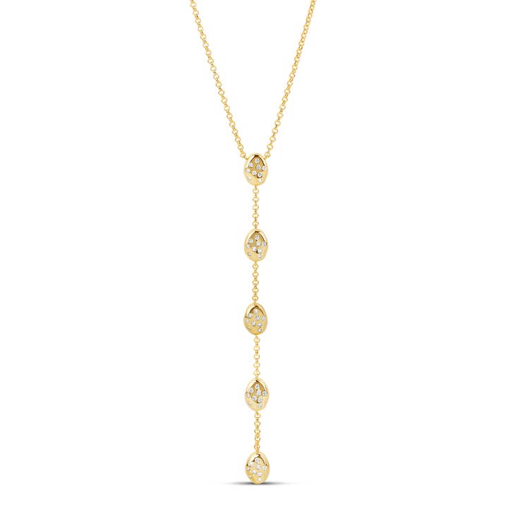 Pave Golden Pebble Lariat for wholesale by JTG Jewelry