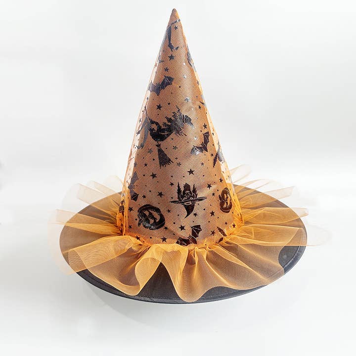 Little Trendy - Wholesale Party Hat/Crown - Halloween Glitter Mesh Witch Hat Party dress hat