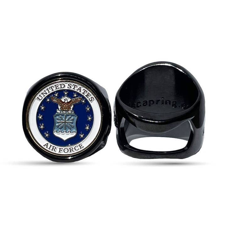 deCAPitator US AIRFORCE Ring Bottle Cap & Can Tab Opener for wholesale by Brassa The deCAPitator ring bottle & can tab opener LLC