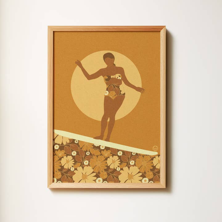 Harley and J – wholesale Konsttryck – Floral Surfer - Vintage blommig - Illustrationsaffisch1