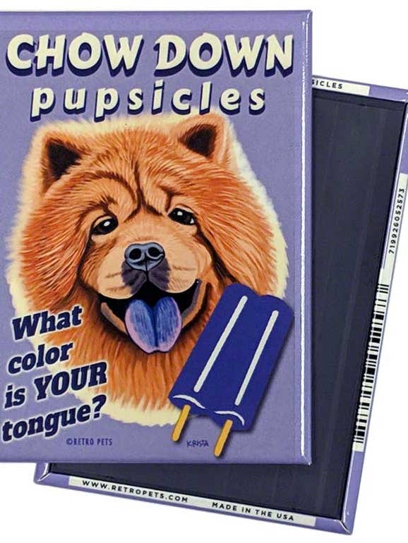 MHP-142 Confezione da 4 magneti, Chow Chow «Chow Down Pupsicles» per la vendita all'ingrosso da parte di Retro Pets